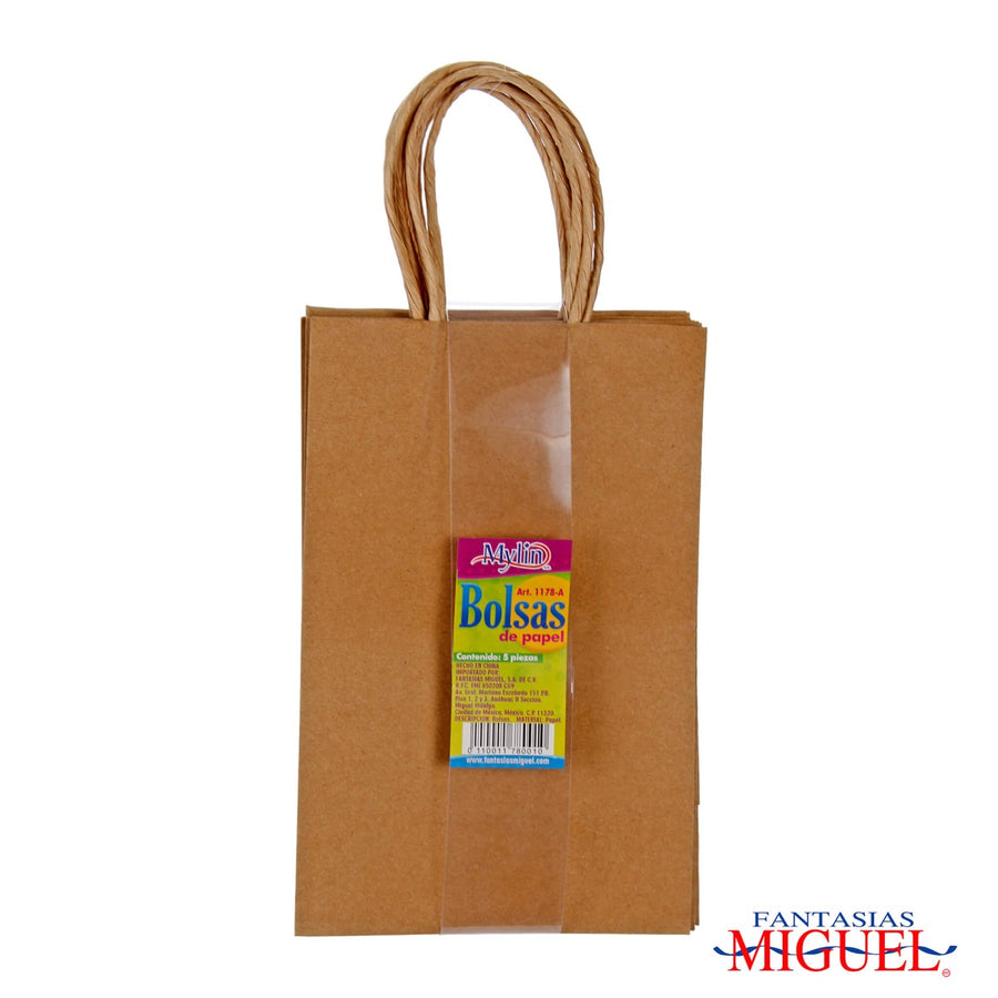 Art.1178 Bolsas Papel 21.5x13x8cm 5pz