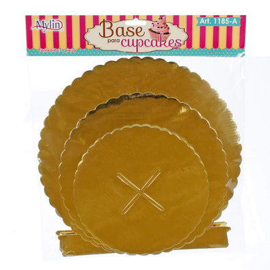Fantasías Miguel Art.1185 Base 3 Pisos Cup Cakes Color Metálico 28.5x30cm 1pz