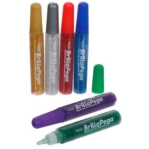 Art.12388 Brilla Pega con Diamantina 6 colores (10ml cada color) 1paq