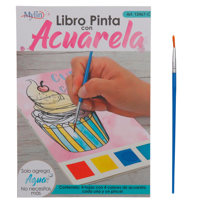 Art.12467 Libro Pinta con Acuarela    (contiene 1 pincel) 20x14cm 1pz