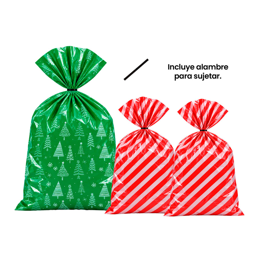 Art.13145 Bolsas Navidad 1.22M, 76CM 3PZ