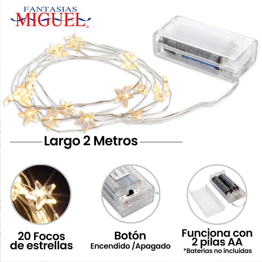 Art.1659 Serie Con Estrellas 20 Focos 2m 1pz