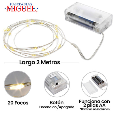 Fantasías Miguel Art.1663 Serie Con 20 Leds Color Blanco 2m 1pz