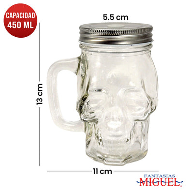 Fantasías Miguel Art.2147 Tarro Cráneo Tapa Con Hoyo aprox 350ml 13x11cm 1pz
