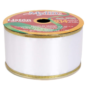 Art.2741 Listón Satín Orilla/Oro 6.4cm 9.14m  1pz