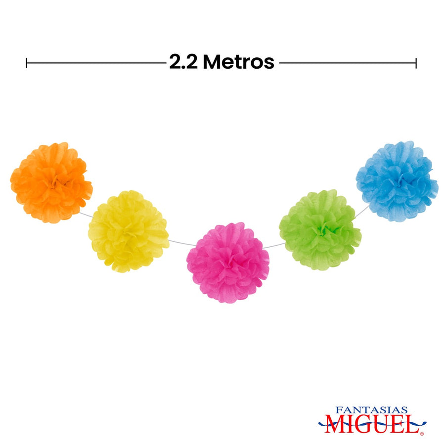 Art.3069 Guía Con 7 Flores De Papel Mixto 2.2m 1pz