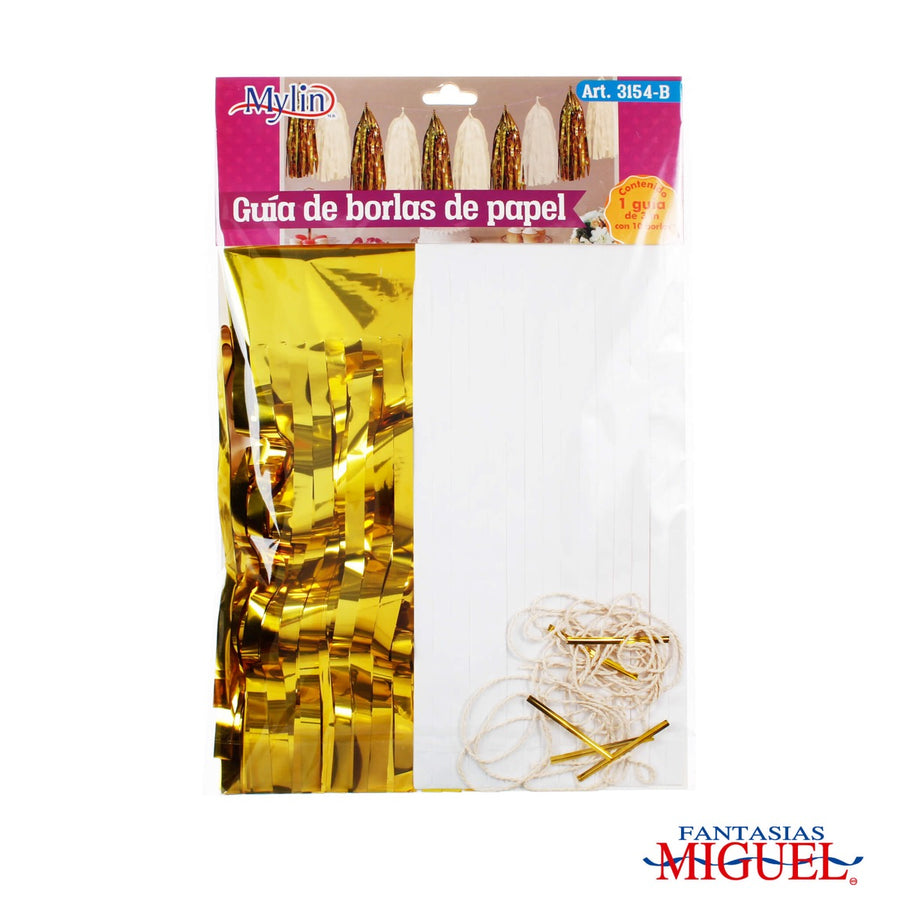 Art.3154 Guía Con 10 Borlas Mix Metálico 3m 1pz (10 borlas)