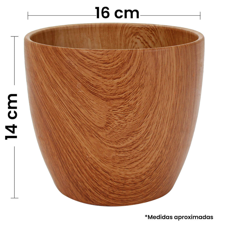 Art.3544 Base Cerámica Acabado Madera 14x16x11cm 1pz