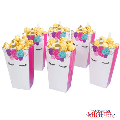 Fantasías Miguel Art.3859 Caja Para Palomitas Unicornio 16x7.5x5cm 6pz