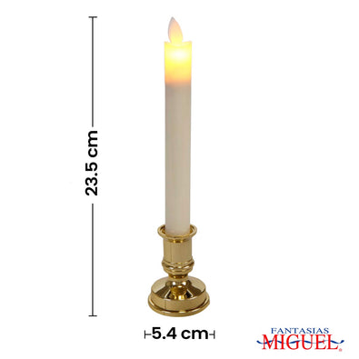 Fantasías Miguel Art.4598 Vela Flama Movible Led Con Candelabro 23.5x5.4cm 1pz