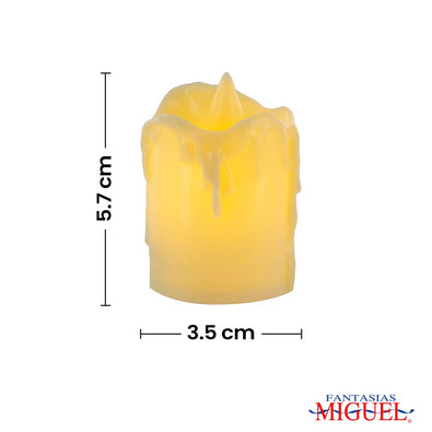 Fantasías Miguel Art.4599 Vela Led   (Incluye 3 baterias reemplazables) 5.7x3.5x3.5cm 2pz