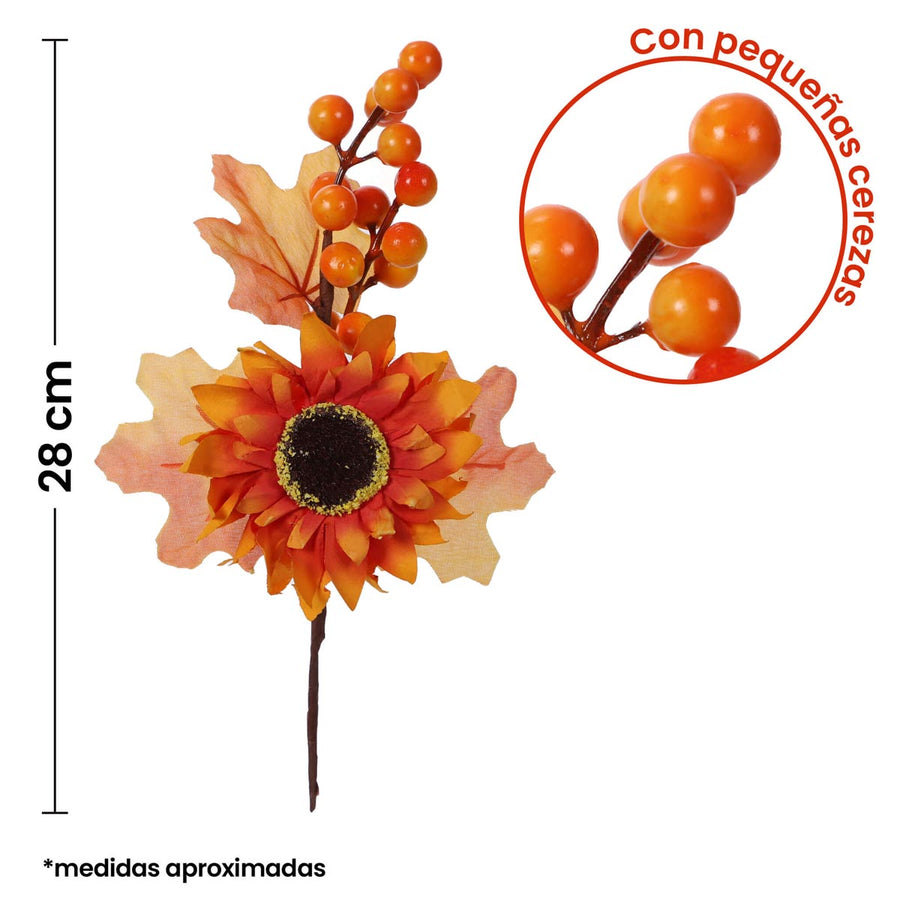 Art.4750 Pick Otoñal Girasol Con Cerezas 28cm 1pz