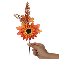 Art.4753 Pick Otoñal Girasol Con Follaje 27cm 1pz