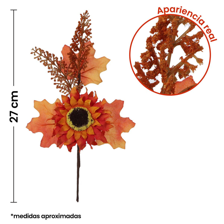 Art.4753 Pick Otoñal Girasol Con Follaje 27cm 1pz