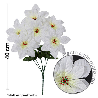 Fantasías Miguel Art.4868 Ramo Nochebuena Grande Satín Matizado x6 40cm 1pz