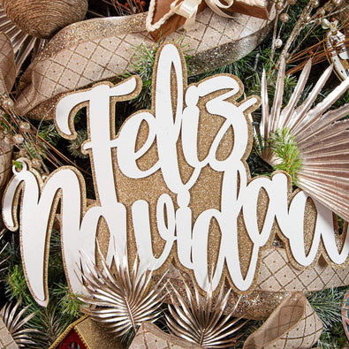 Fantasías Miguel Art.5194 Letrero Navidad Clásico Blanco Chico 21x30cm 1pz