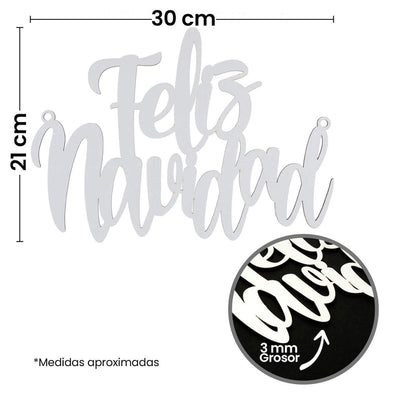 Fantasías Miguel Art.5194 Letrero Navidad Clásico Blanco Chico 21x30cm 1pz