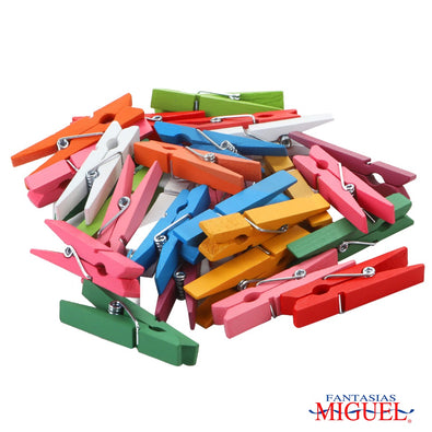 Fantasías Miguel Art.5415 Pinzas De Madera Colores Surtidos 4.5cm 30pz