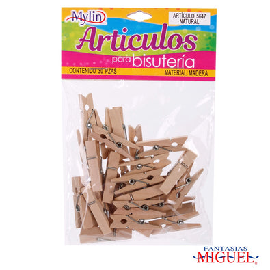 Fantasías Miguel Art.5647 Pinza De Madera 3.5cm 30pz