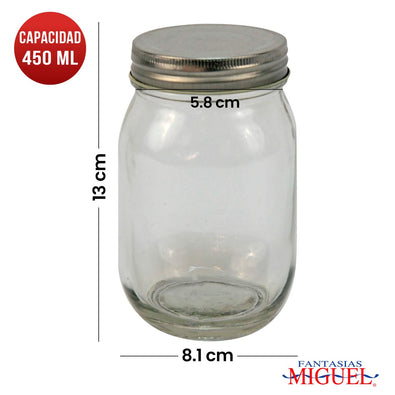 Fantasías Miguel Art.6061 Frasco Con Tapa  Metálica aprox 450ml 13x8.1cm 1pz