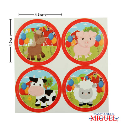 Fantasías Miguel Art.6684 Calcomanía Círculo Granja 4.5x4.5cm 12pz
