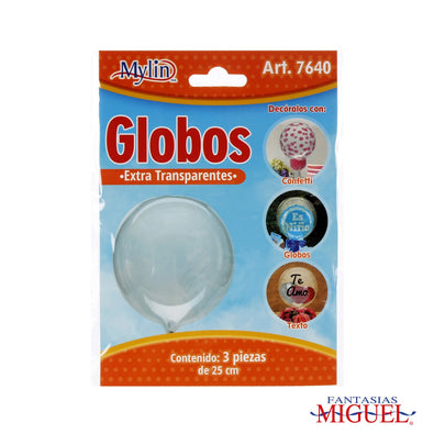 Fantasías Miguel Art.7640 Globo Extra-Transparente 25cm 3pz