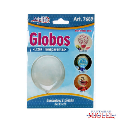 Fantasías Miguel Art.7689 Globo Extra-Transparente 33cm 2pz