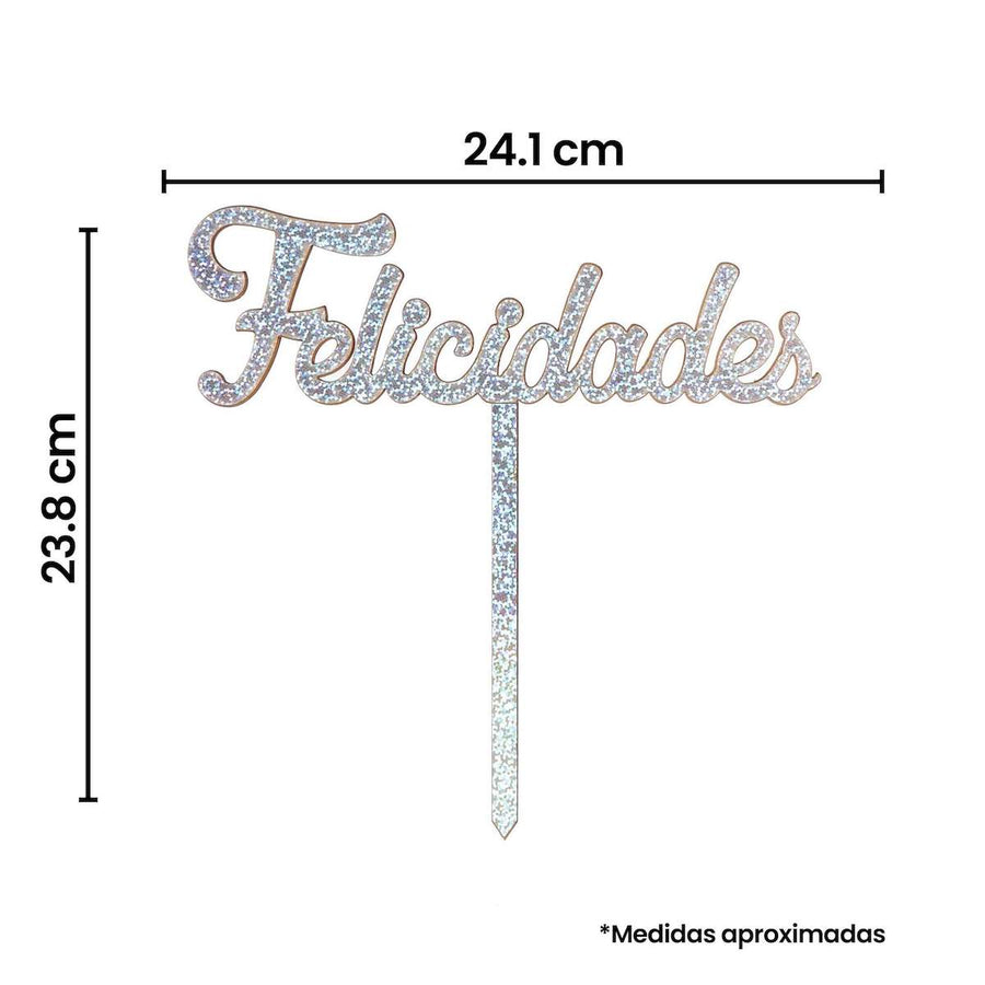 Art.7834 Pick Felicidades Metalizado 23.8x24.1cm 1pz