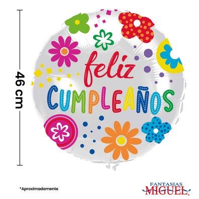 Fantasías Miguel Art.8440 Globo Impreso Feliz Cumpleaños 46cm 1pz