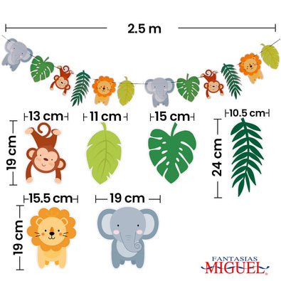 Fantasías Miguel Art.8483 Banderín Safari x12 24cm     3m 1pz