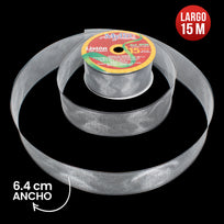 Art.8726 Listón Metalizado Fino 6.4cm  15m 1pz