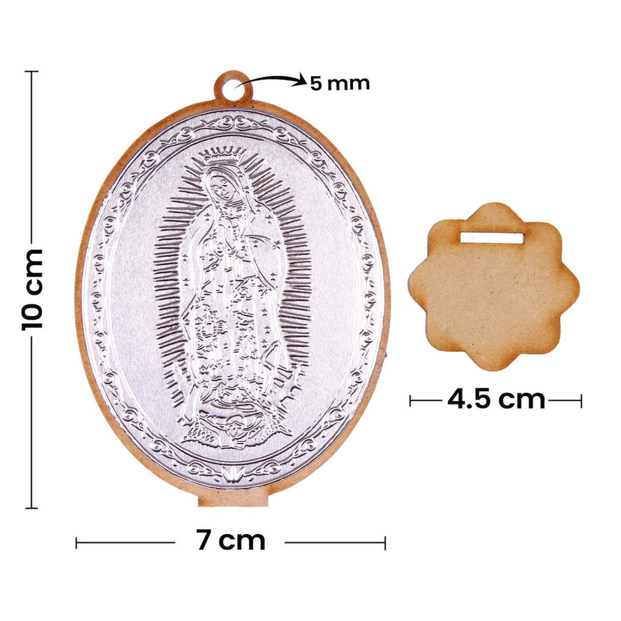 Art.8850 Medalla Virgen De Madera Con Repujado 10x7x4.5cm 1pz