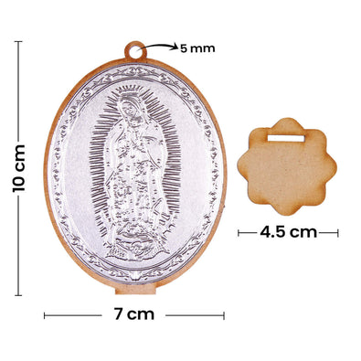 Fantasías Miguel Art.8850 Medalla Virgen De Madera Con Repujado 10x7x4.5cm 1pz
