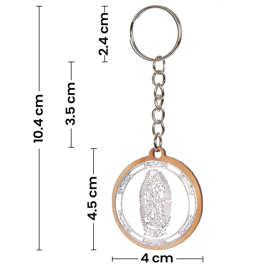Art.8853 Llavero Virgen Doble Vista Madera Con Repujado 4.5x4.1cm 1pz