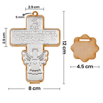 Art.8873 Cruz Ángel Madera Con Repujado 11.5x8x4.4cm 1pz