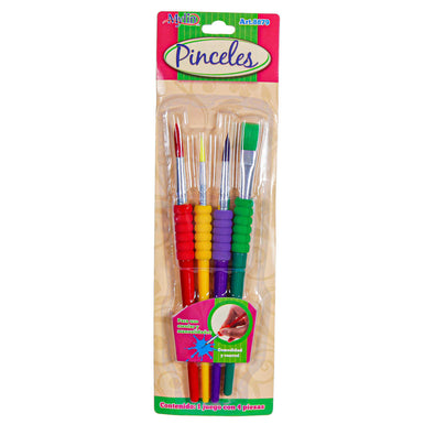 Fantasías Miguel Art.8879 Juego Pinceles Agarradera Plástico Surtido 4pz