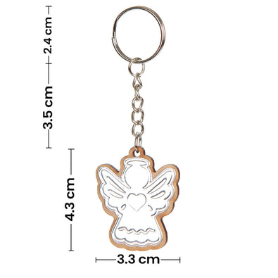 Fantasías Miguel Art.8893 Llavero Ángel Madera Con Repujado 4.6x3.7cm 1pz