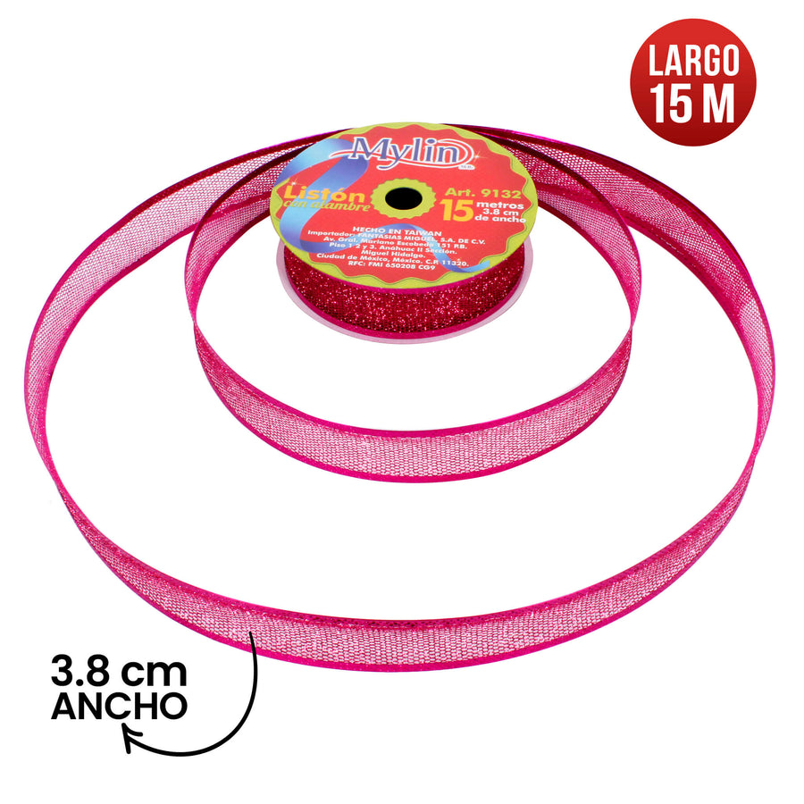Art.9132 Listón Malla Colores Metálicos 3.8cm 15m