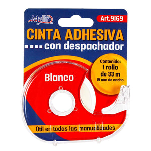Art.9169 Cinta Adhesiva Con Despachador Blanco 19mm 33m