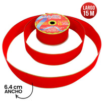 Art.9184 Listón Terciopelo Con Orilla Metalizada 6.4cm 15m  1pz