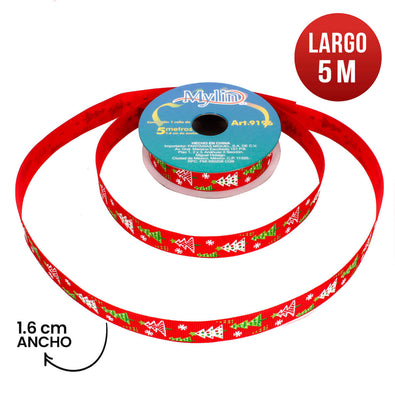 Fantasías Miguel Art.9196 Listón Popotillo Impreso Navidad 1.6cm 5m