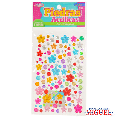 Fantasías Miguel Art.9211 Piedra Acrílica Con Adhesivo Varios (aprox 150pz)  1 Planilla