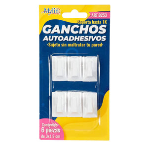 Art.9253 Ganchito Autoadhesivo 3x1.8cm 6pz