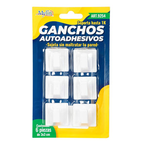 Art.9254 Ganchito Autoadhesivo 3x3cm 6pz