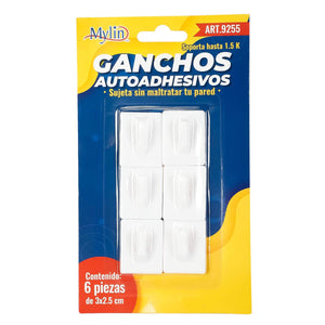 Art.9255 Ganchito Autoadhesivo 3x2.5cm 6pz