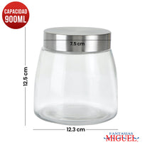 Art.9601 Frasco Vidrio Con Tapa    900ml 12.5x12.3cm 1pz
