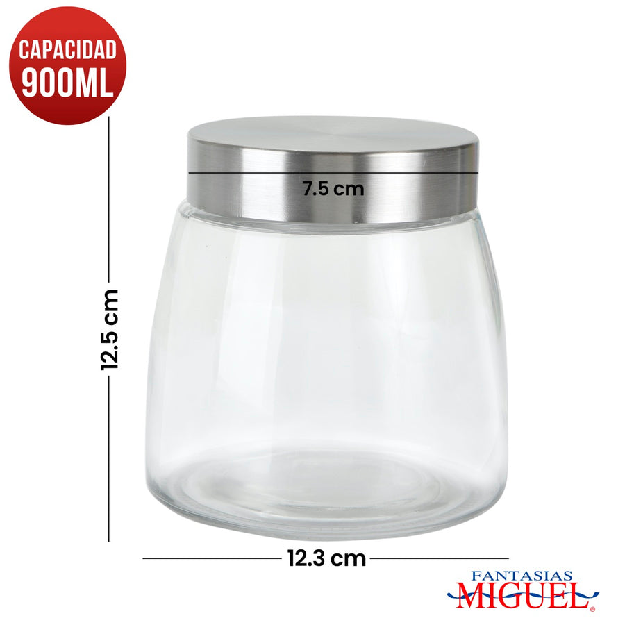 Art.9601 Frasco Vidrio Con Tapa    900ml 12.5x12.3cm 1pz