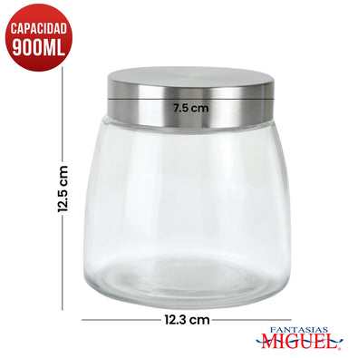 Fantasías Miguel Art.9601 Frasco Vidrio Con Tapa    900ml 12.5x12.3cm 1pz