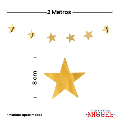 Fantasías Miguel Art.9630 Guía Estrella Lentejuela 8x8cm    2m 1pz