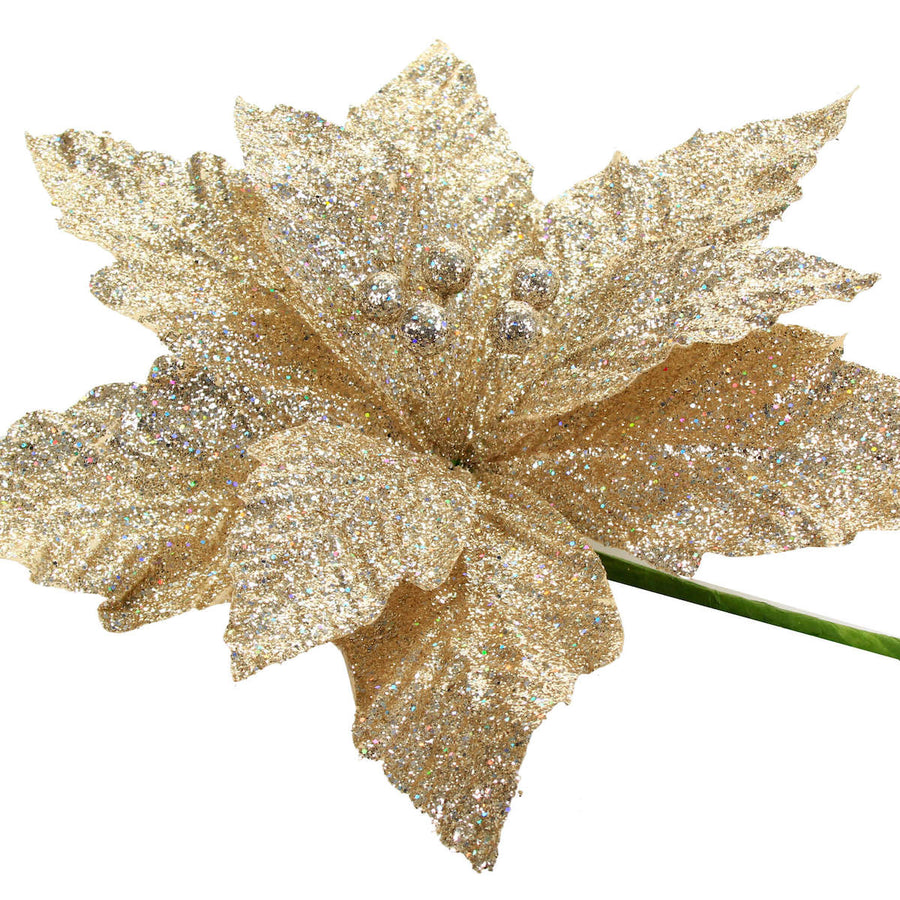 Art.9848 Flor De Nochebuena Diamantada 61cm 1pz